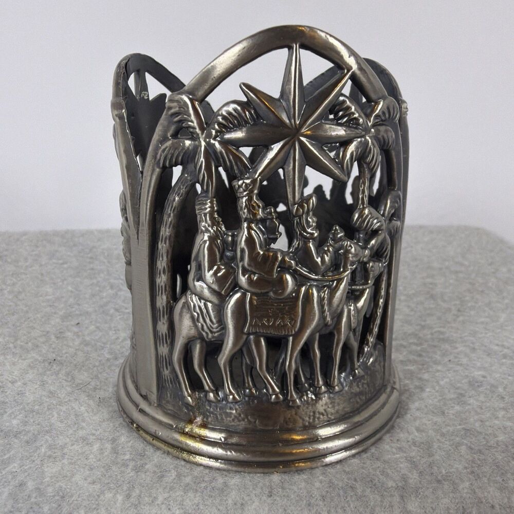 Vintage Godinger Silver Art Co Three Wise Men Christmas Votive Candler Holder